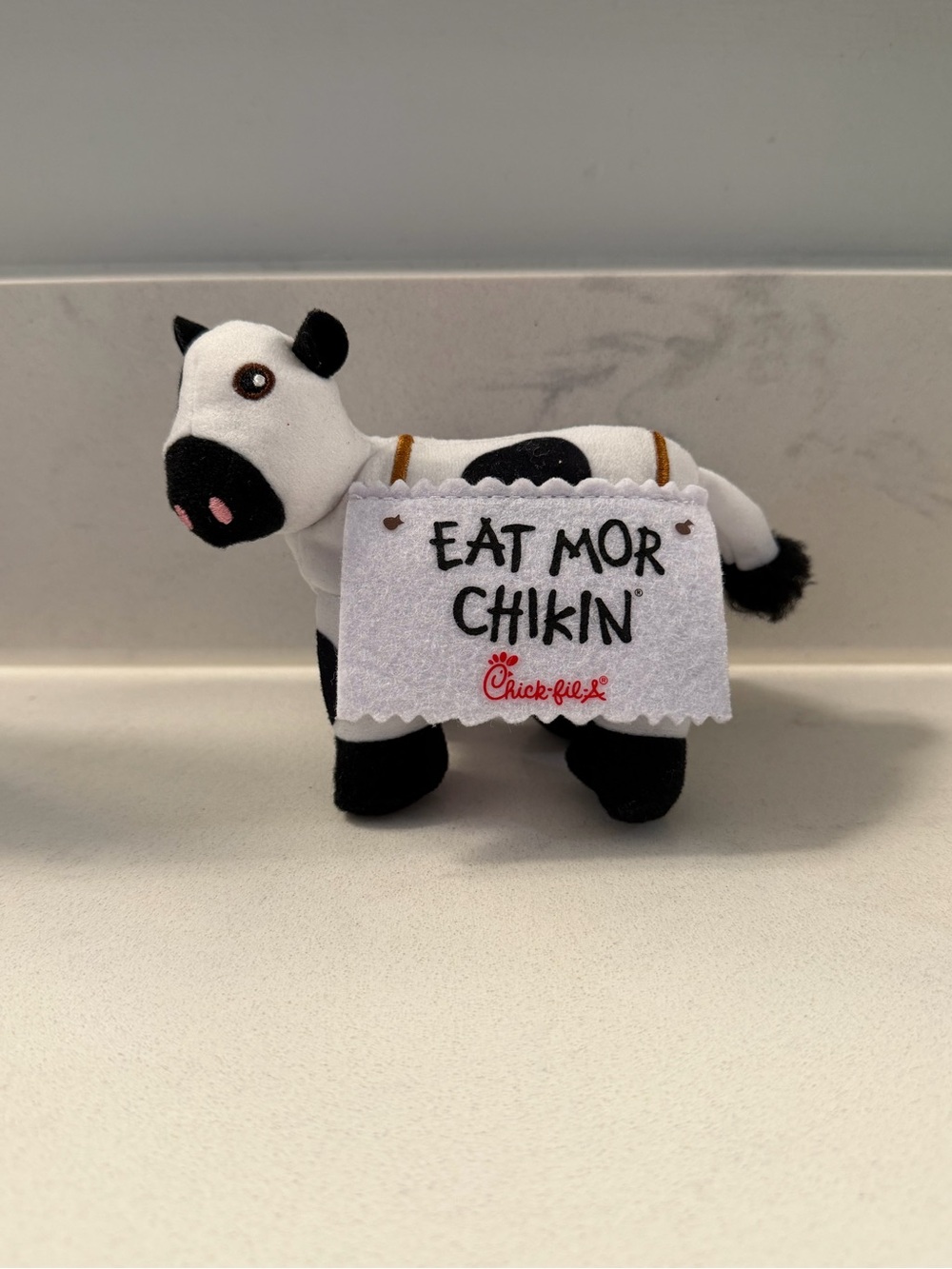 Chick fil a Plush Cow with 'Eat Mor Chikin' Sign - Black & White